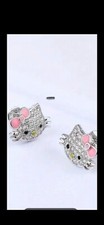 Hello Kitty Clear Pink Rhinestone Stud Earrings