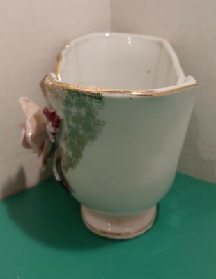 Vintage Shell Planter Pink Roses Gold Trim Japan Porcelain Hand