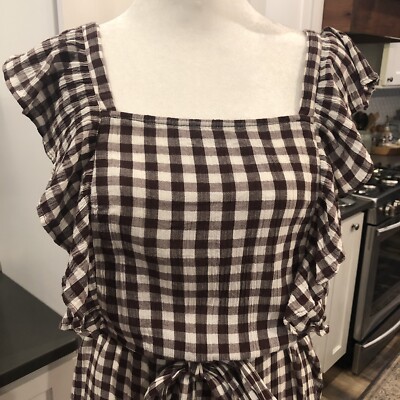 topshop brown gingham ruffle mini dress Rihoas Brown Plaid Sheath Dress