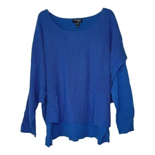 Attitudes by Renee Double Layer Sweater Ribbed Knit Top Blue Quartz Size 3X NEW