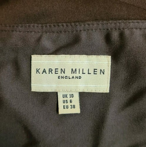 Karen Millen Dress Brown Silk Strappy Beaded V Neck Lined Size 10 - Picture 4 of 6