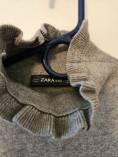 Zara Knit Ruffle Sweaterdress Grey Small