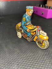 Vintage 1930  s Tin Litho Windup LEWIS MARX POLICE / COP MYSTIC MOTORCYCLE No Key