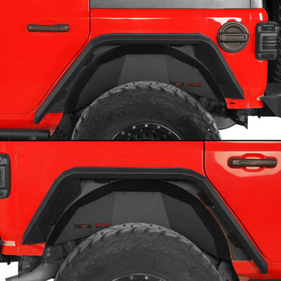 2PCS STEEL REAR FLAT FENDER FLARES TEXTURED FOR JEEP WRANGLER JL 2018-2025