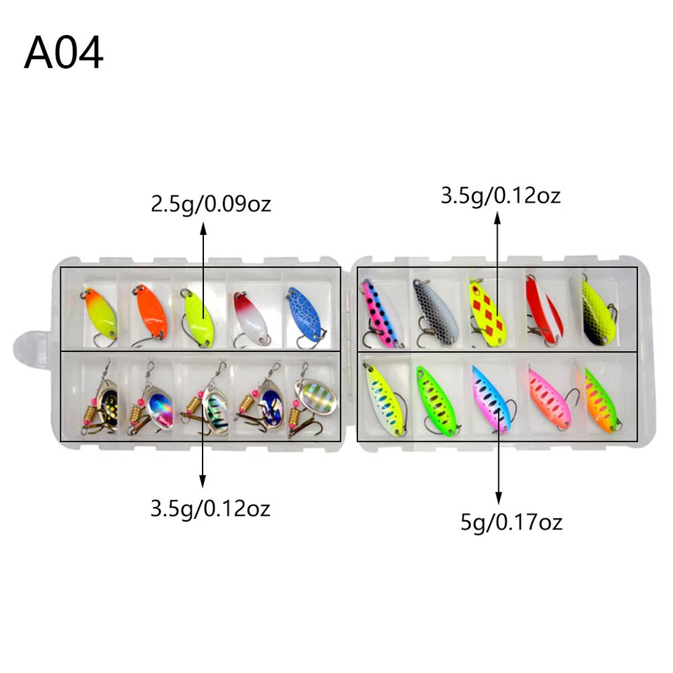 20x Angelköder Spinner Köder Set Forellen Angelköder Bassköder mit Tackle Boxen - Bild 4 von 4