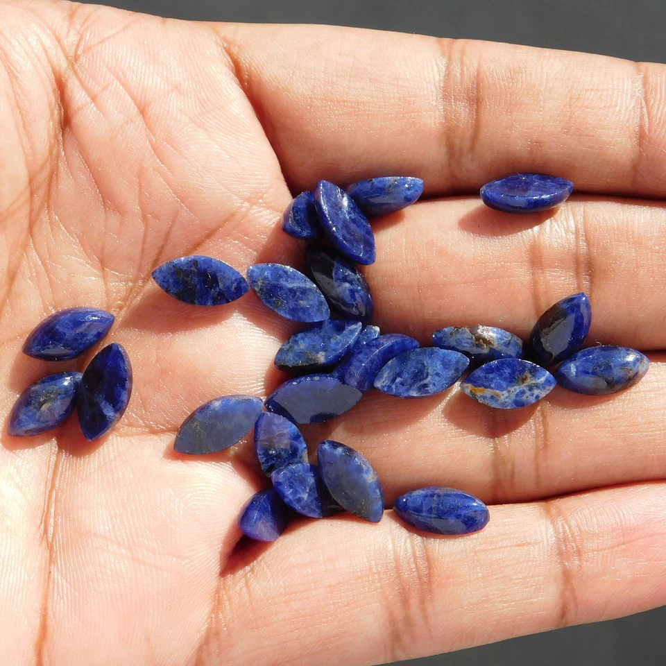 Natural Sodalite Marquise 5x10 mm to 10x20 mm Cabochon Loose Gemstone Lot - Image 4 of 4