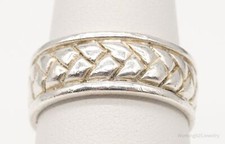 Vintage Weave Braid Sterling Silver Band Ring - Size 6.25