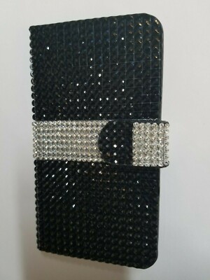 New Samsung Galaxy S5 Diamond Dazzled Black Case Galaxys5 Wallet Cover G900V