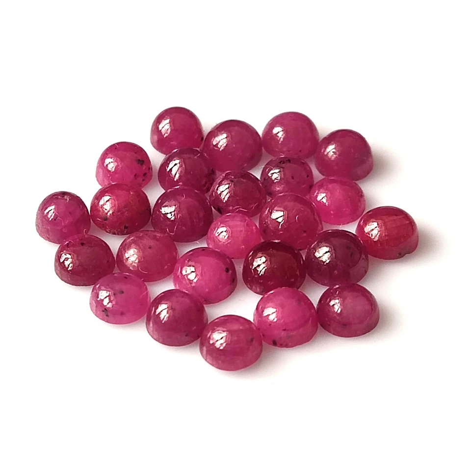 Genuine Ruby Cabochon 4X4 mm Round Cut Natural Unheated Loose Gemstone 25 Pieces - Image 2 of 4