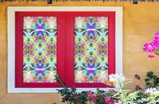 3D Colored Flower A87 Window Film Print Sticker Cling Stained Glass UV Zoe