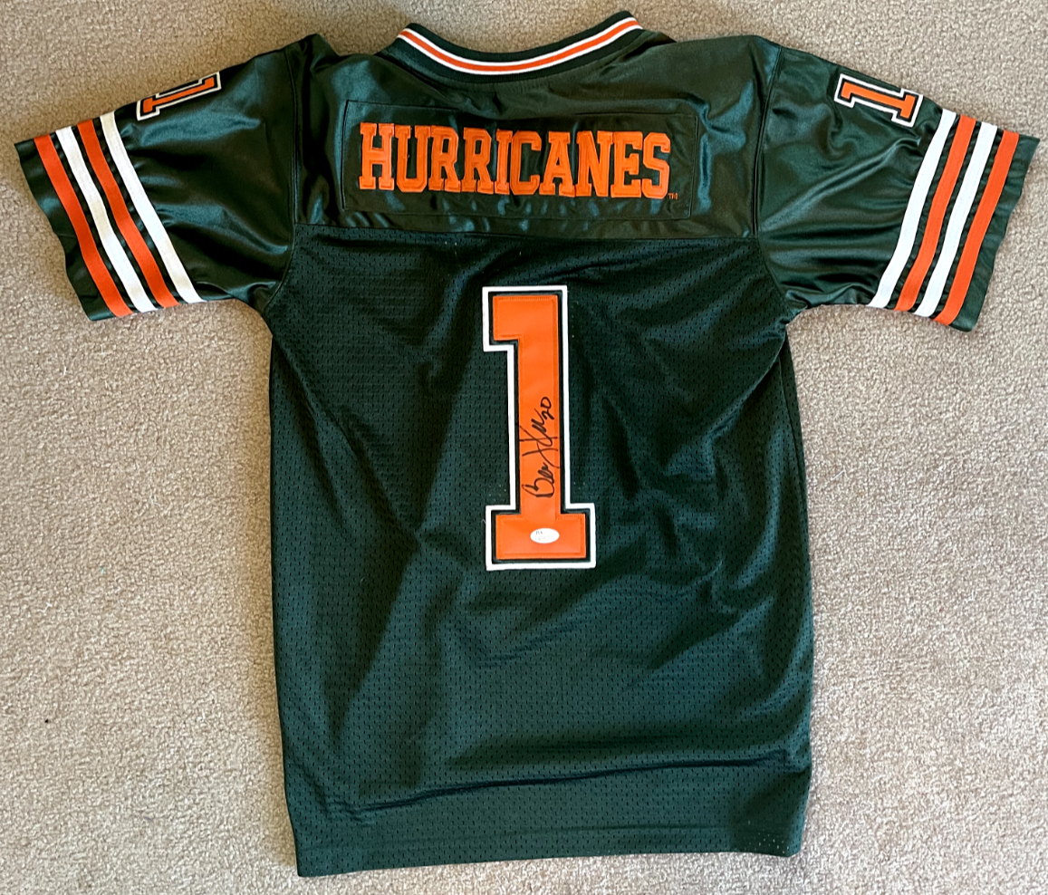Bernie Kosar Signed Miami Hurricanes Kids Jersey JSA 