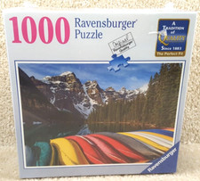New Sealed 2013 Ravensburger 1000 Piece Puzzle Mountain Canoes No. 801695