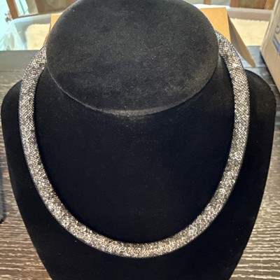 Swarovski Stardust Necklace Black Crystal Mesh Magnetic Glam Minimalist 17 