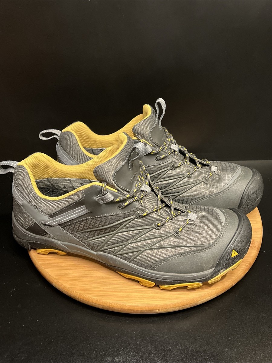 Keen Hiking Shoes Outdoor Sneakers Mens 12 Gray Yellow Lace 