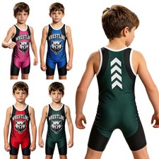 Kids Boys Bodysuit Sports Jumpsuit Bodybuilding Wrestling Singlet Exercise Gym