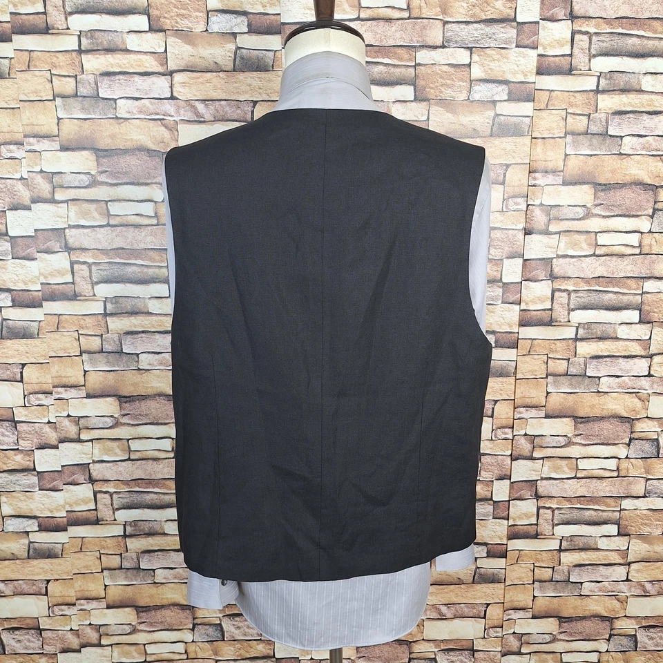 Chaleco Chaleco Joseph Abboud Hombre XXL Negro 5 Botones Hecho en Italia Lino Foto 3 de 4