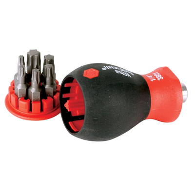 38045 Stubby Screwdriver with Six-In-One Insert Bits, Torx