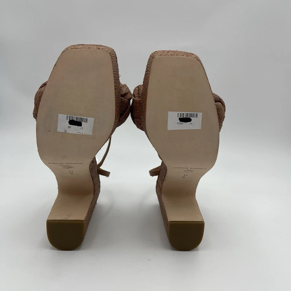 Loeffler Randall Fae 凉鞋编织拉菲亚棕色编织平台-SZ 11B MSRP $425 — 第 4/4 张图片