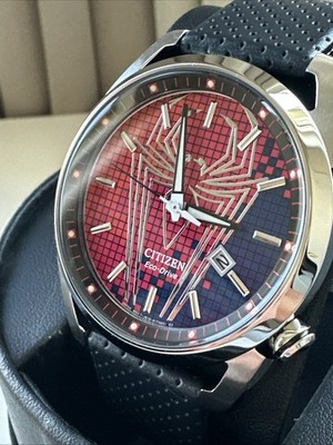 Citizen AW1680-03W Spider-Man Marvel Collection Leather Perforated