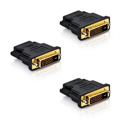 3x HDMI DVI Adapter - HDMI Buchse (19 pin) zu DVI Stecker (24+1) - 1080p Full HD