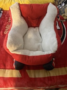 Red & White Plush Nesting Dog Bed, Small, Sherpa Lined Bolster