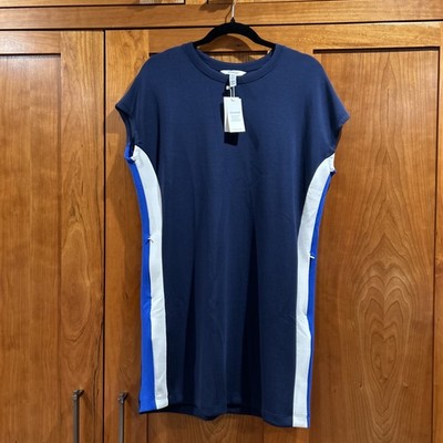 Spanx Air Essentials Colorblock Mini T-Shirt Dress Navy/White Small, NWT