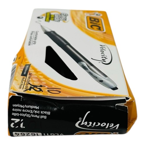 10 Pens BIC Velocity Black Ink Retractable Ballpoint Pen Medium Point - Picture 6 of 9