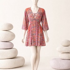Krush Kandy Women's Size L Paisley Print V-Neck Mini Dress