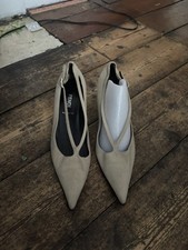 FENDI Heels Size UK 4 Cream Strappy Kitten Heels Pointed Toe 36 1/2 Vero Cuoio