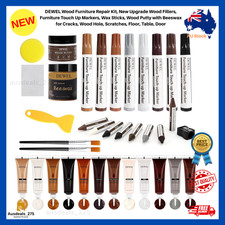 Wood Furniture Repair Kit, Fillers, Touch-Up Markers, Wax Sticks, Putty NEW AU