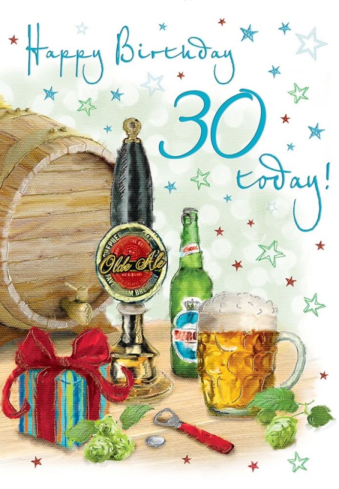 30th Birthday Card - Male Beer - Glitter - Regal Quality NEW