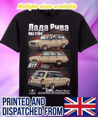 Retro Lada Riva Vaz Tuner Drift T-Shirt Classic Russian Car Fun Grafik Tee