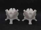 Vintage 1950's Jeanette Shell Pink Milk Glass Dove Candle Holders Set