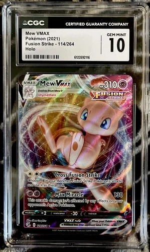 CGC 10 Mew VMAX Pokemon 2021 Fusion Strike 114/264 Gem Mint Full Art Card