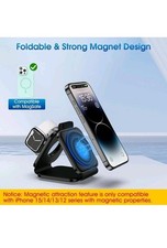 3-in-1 Foldable Magnetic Qi Wireless Charger Stand for SmartPhones/Watch/AirPods