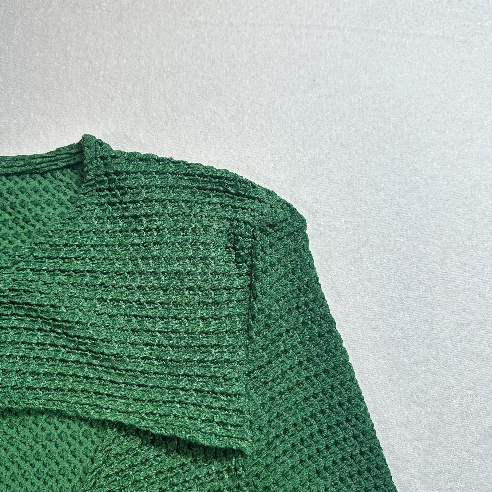Manière De Voir Green Waffle Knit Cutout Bodysuit Long Sleeve Snap Front Women 6 image 5