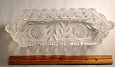 Vtg American Brilliant Cut Glass Dish Relish  Vintage Sawtooth Heavy Beauty
