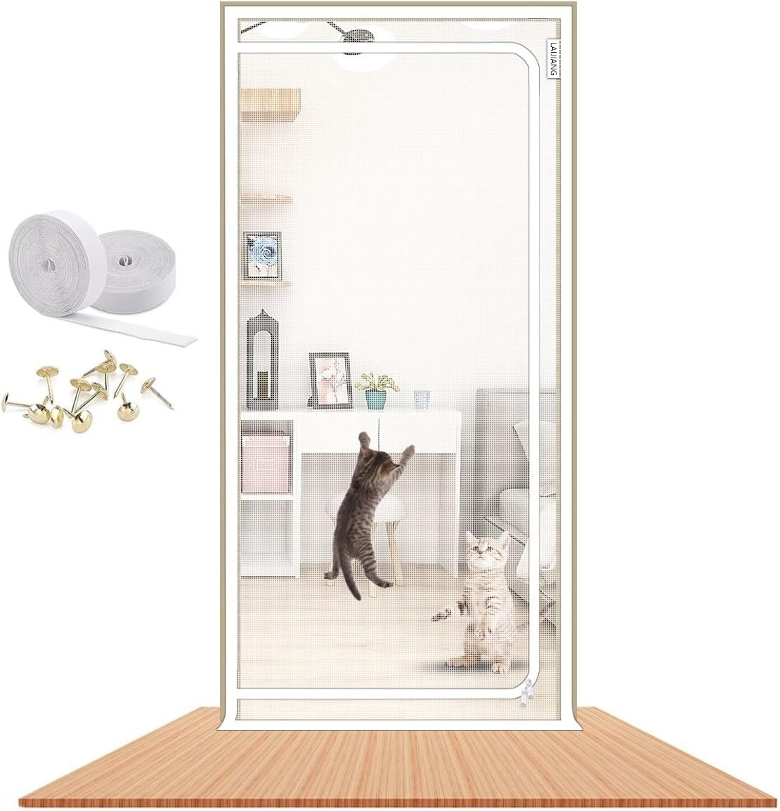 Cat Screen Door 47X87'' Reinforced Cat Resistant Mesh Creen Door