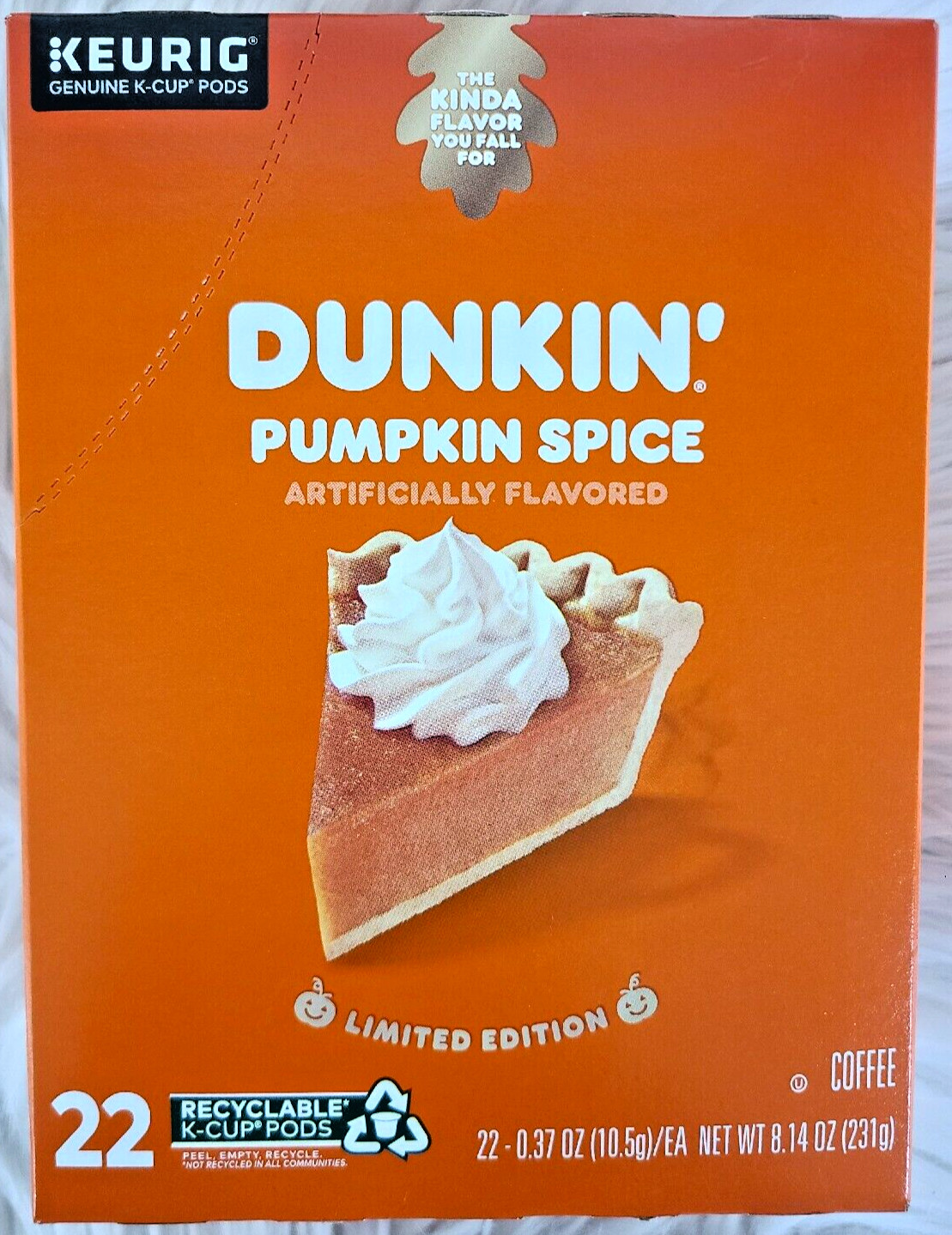 DUNKIN' PUMPKIN SPICE FLAVORED COFFEE, 22 KEURIG KCUP PODSZ1