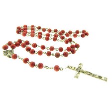 Vintage Red Wood Rosary Jerusalem