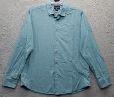 Billabong Casual Shirt Mens Large Green Solid Cotton Pockets Collar Button Down