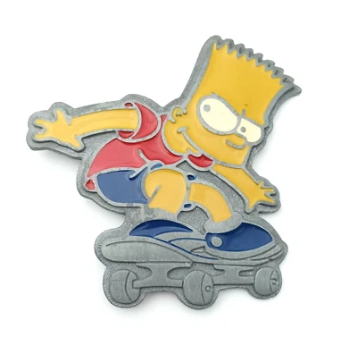 BOUCLE DE CEINTURE Bart Simpsons skateboard Vintage USA - 10cm - Photo 1/3