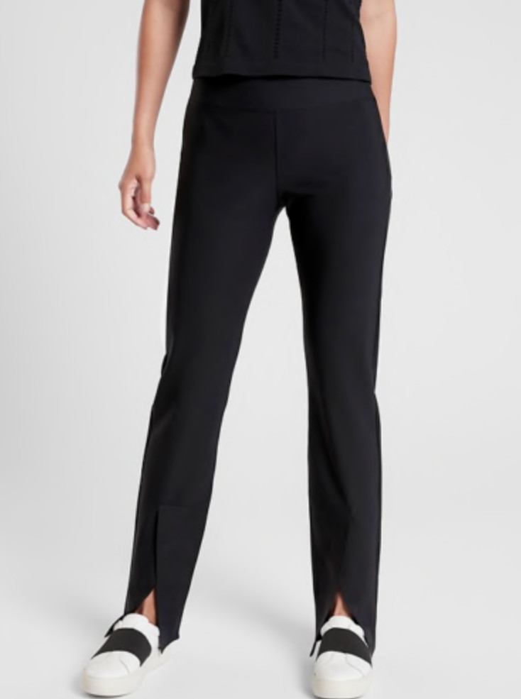 ATHLETA Black Interstellar Split Hem Tight Pant 8… - image 1