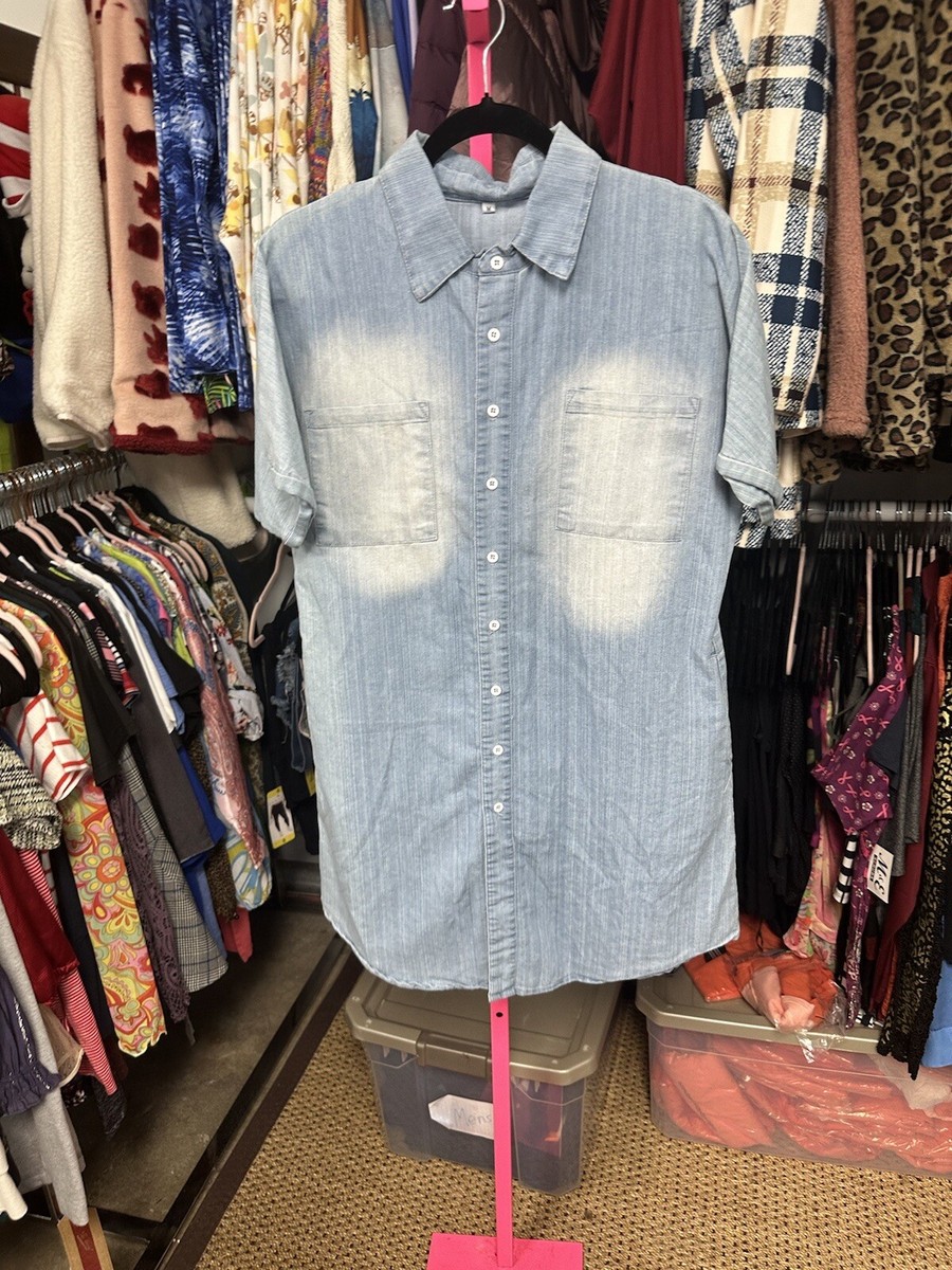 chinese dress ladies Girls Shirtdress in Chambray Medium Wash Chambray / Xs main image 1
