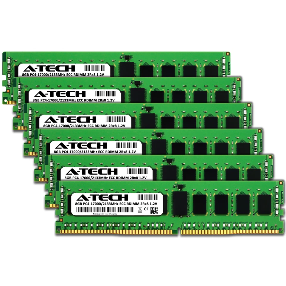 A-Tech 48GB 6x 8GB 2Rx8 PC4-17000R DDR4 2133 MHz ECC REG RDIMM Server Memory RAM - Image 2 of 4