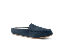 New Lands End Suede SLIPPERS sz 6 LEATHER Clog Moccasin women Flannel Lined 59