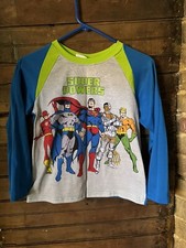 Vintage JUSTICE LEAGUE DC COMICS Pajama Top Shirt L 10/12 Batman Superman Flash