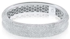 EXTRA LARGE 11.31CT DIAMOND 18KT WHITE GOLD MULTI ROW ETERNITY BANGLE BRACELET