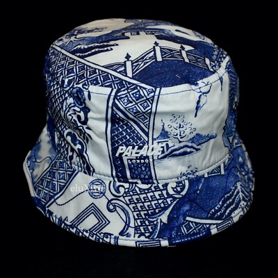 NWT Palace Skateboards White Blue China Plate Print Bucket Hat