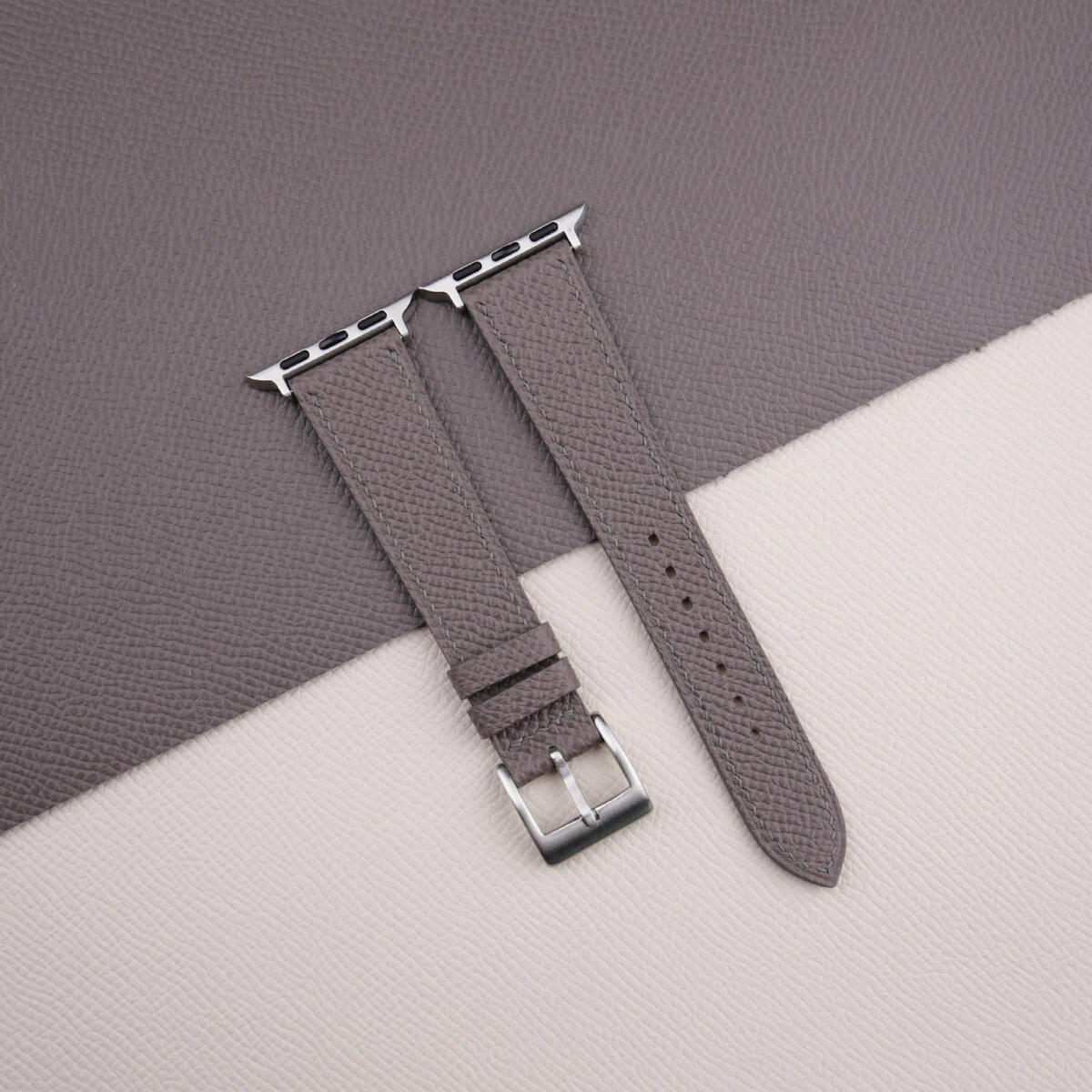 Grey leather apple shop watch band 38mm
